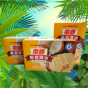南國 海南特產薄餅160gX4盒 椰子椰香香蕉榴蓮餅干代餐休閑零食品